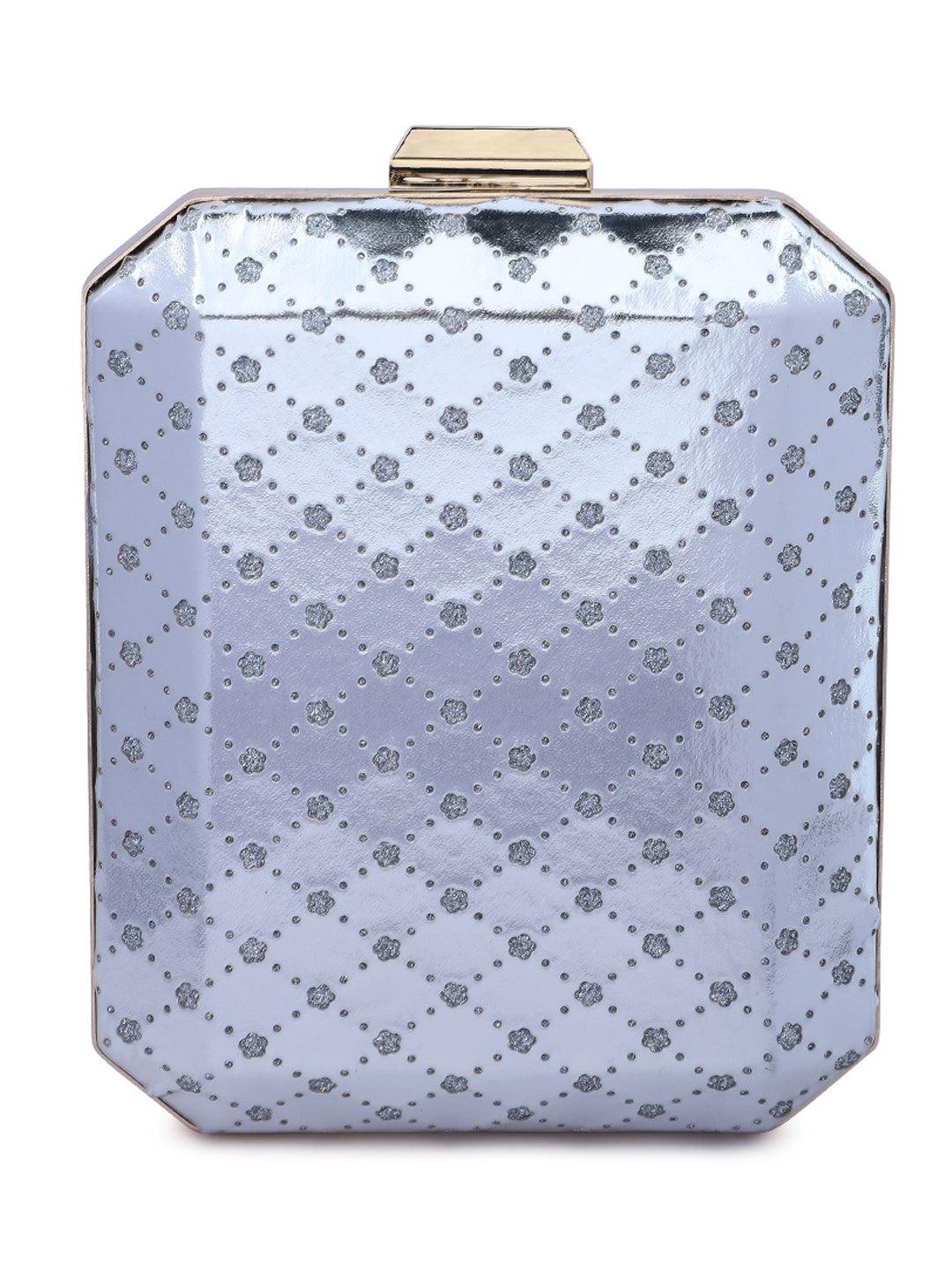 metallic cut out clutch bag#color_silver