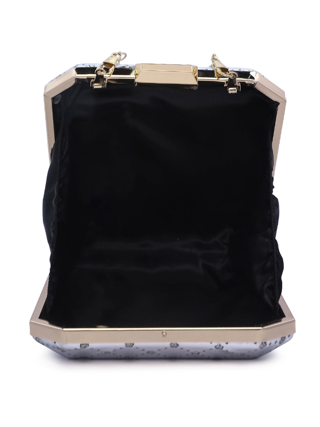 metallic cut out clutch bag#color_silver