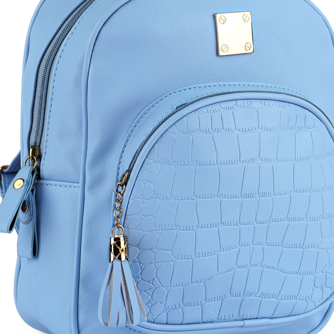 croc patterened mini backpack#color_blue