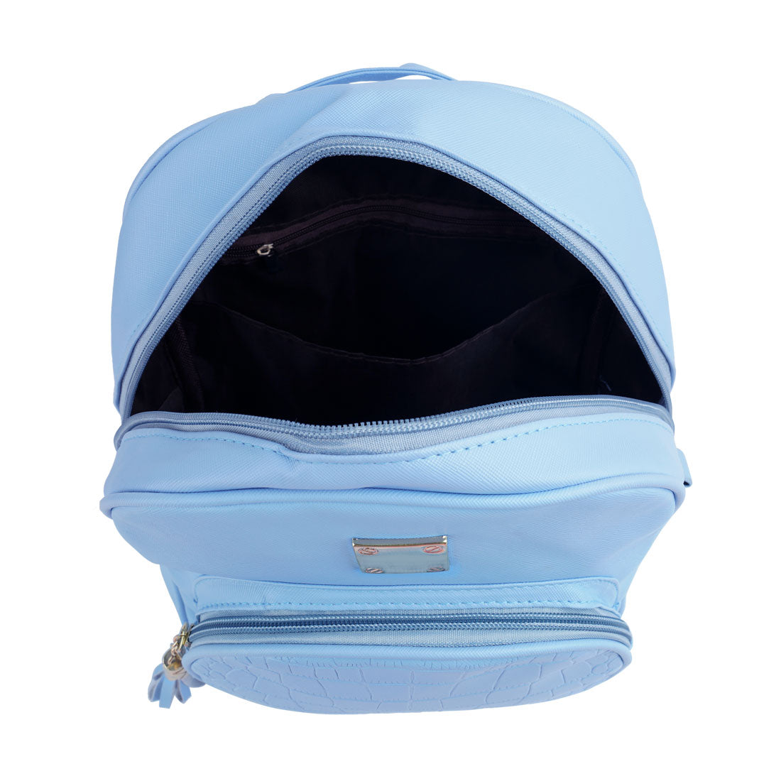 croc patterened mini backpack#color_blue