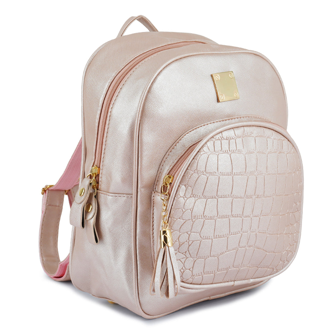 croc patterened mini backpack#color_pink