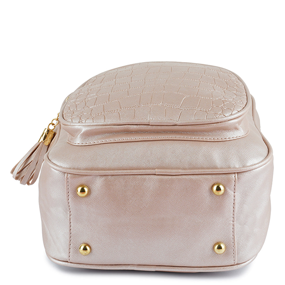 croc patterened mini backpack#color_pink