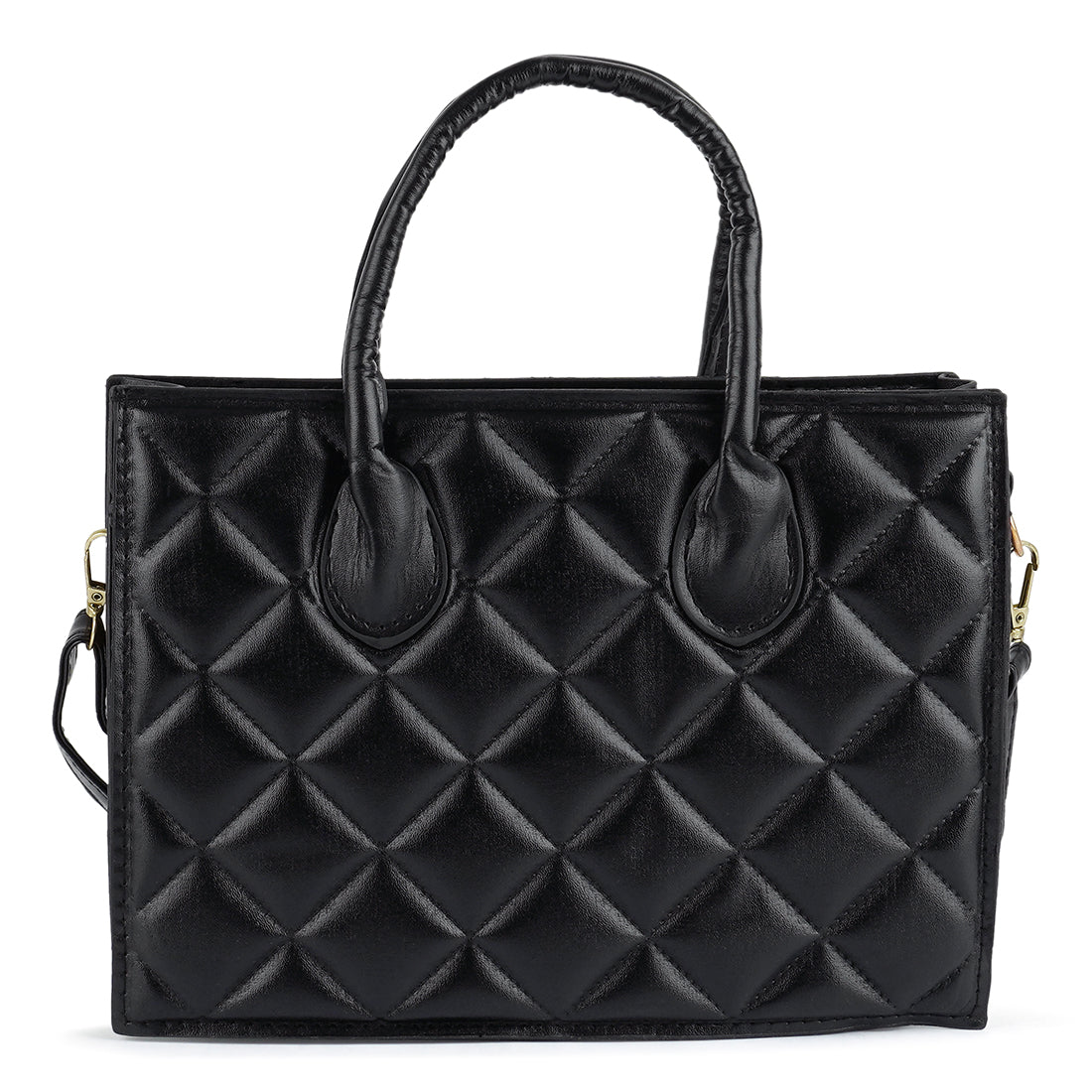 quilted structure hand bag#color_black