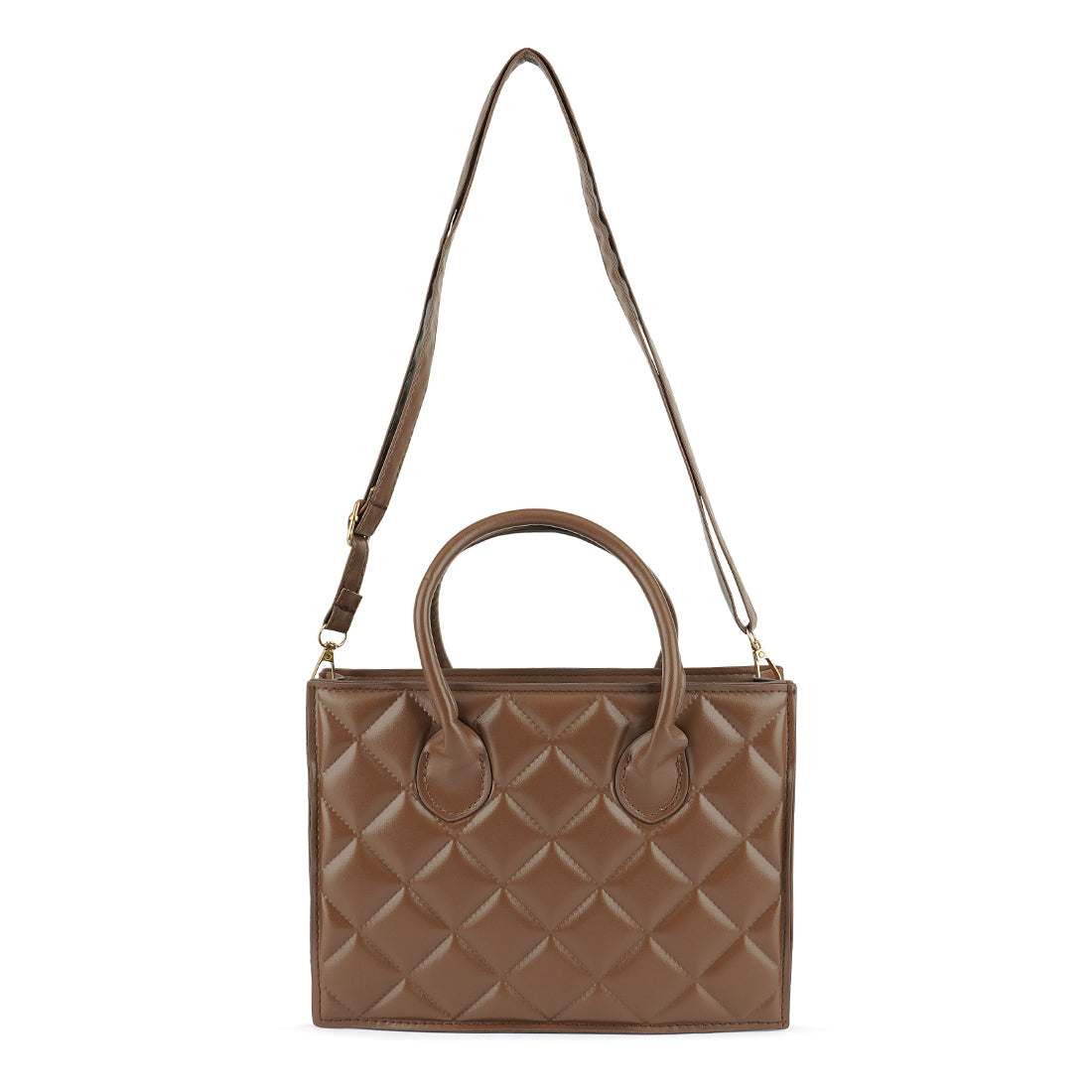 quilted structure hand bag#color_brown