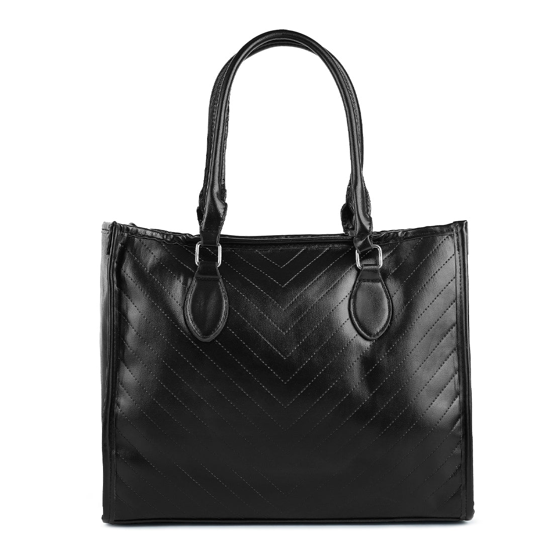 chevron pattern tote bag#color_black
