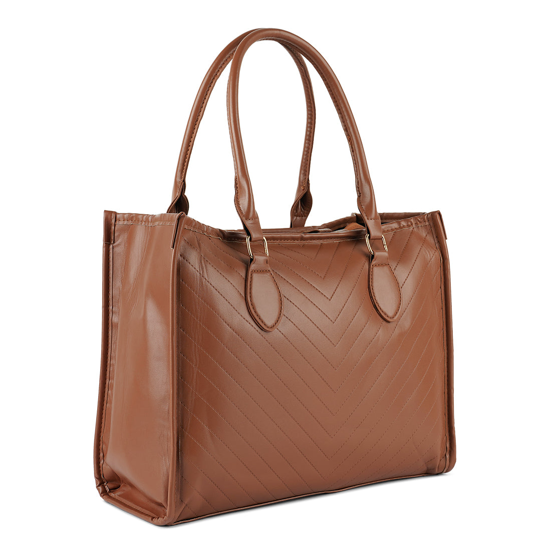 chevron pattern tote bag#color_brown