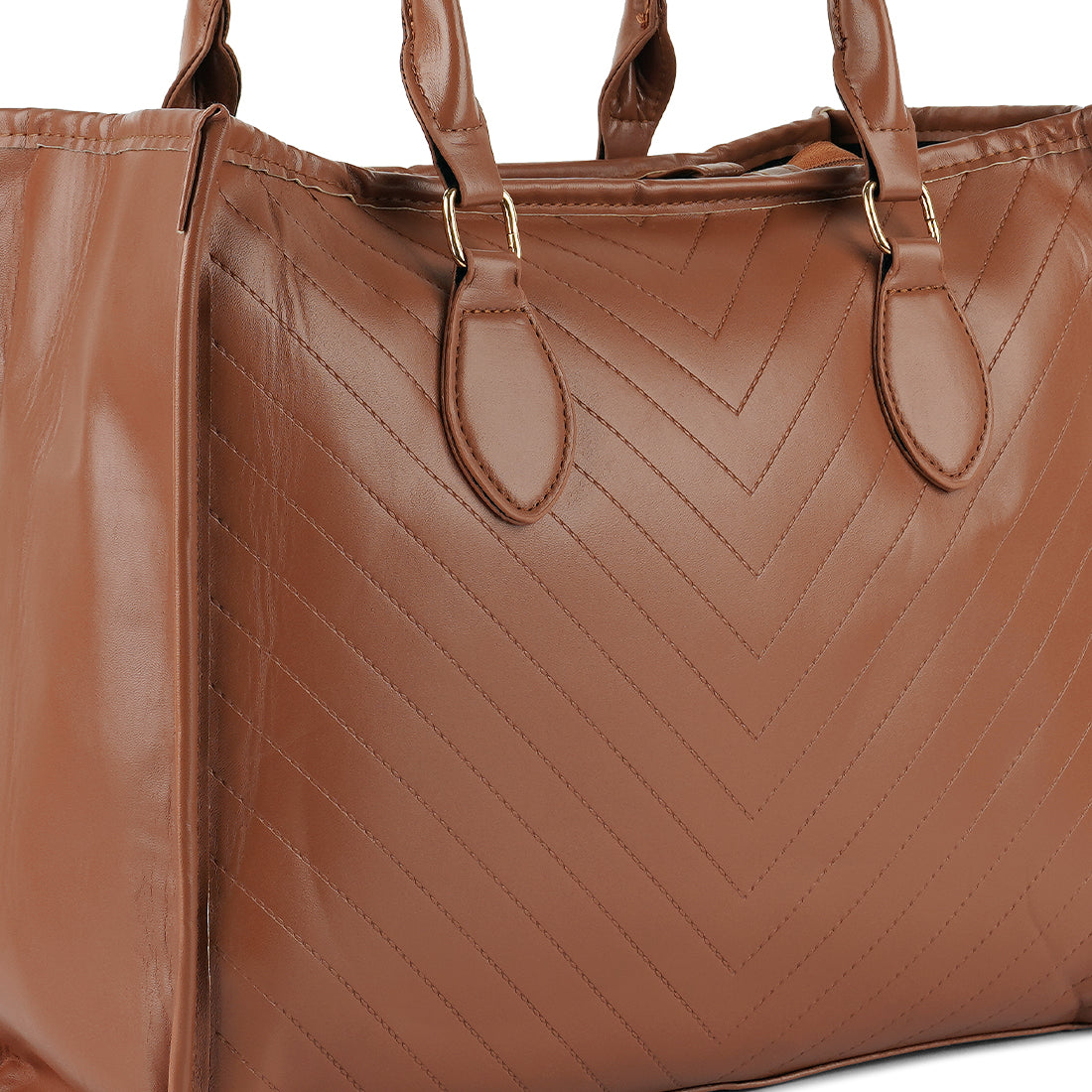chevron pattern tote bag#color_brown