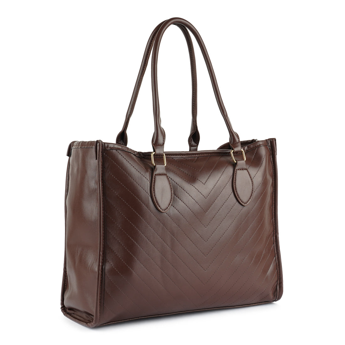 chevron pattern tote bag#color_dark-brown