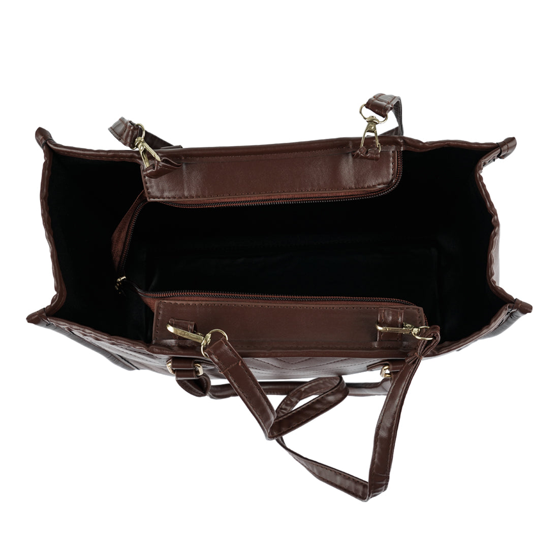 chevron pattern tote bag#color_dark-brown