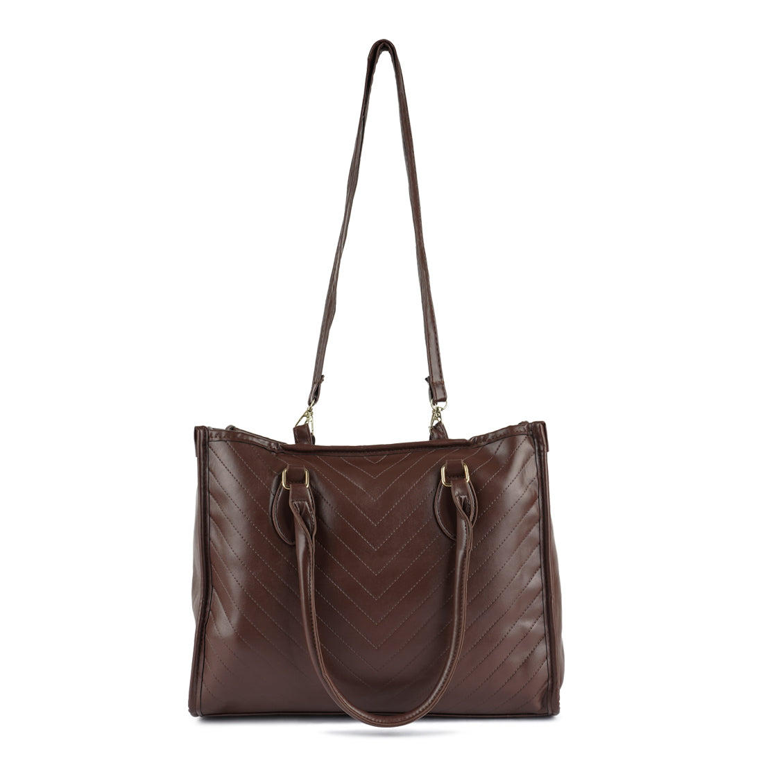 chevron pattern tote bag#color_dark-brown