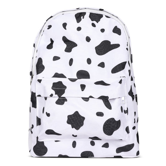White Cow Printed Casual Backpack