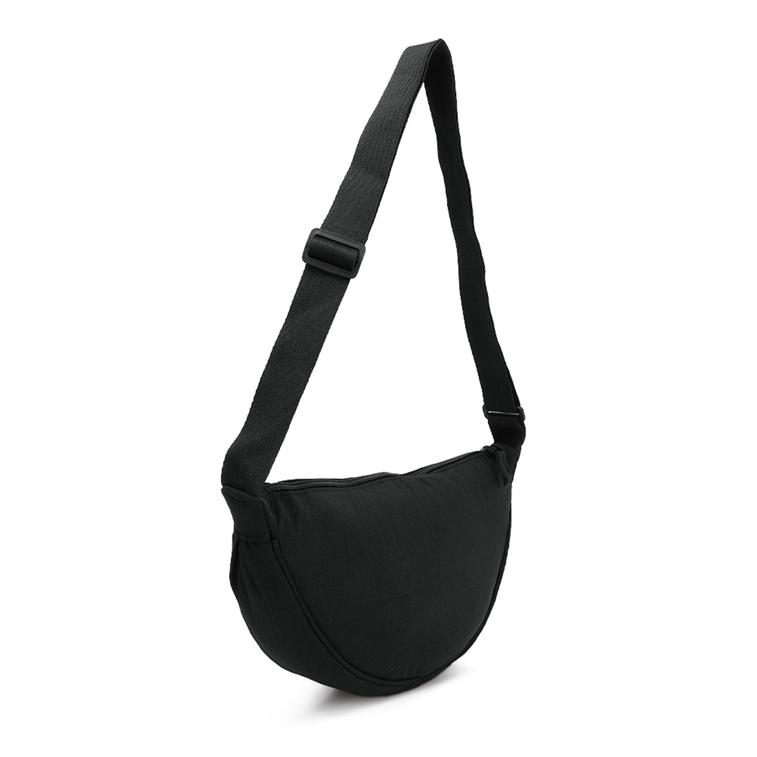 adjustable strap nylon mini shoulder bag#color_black