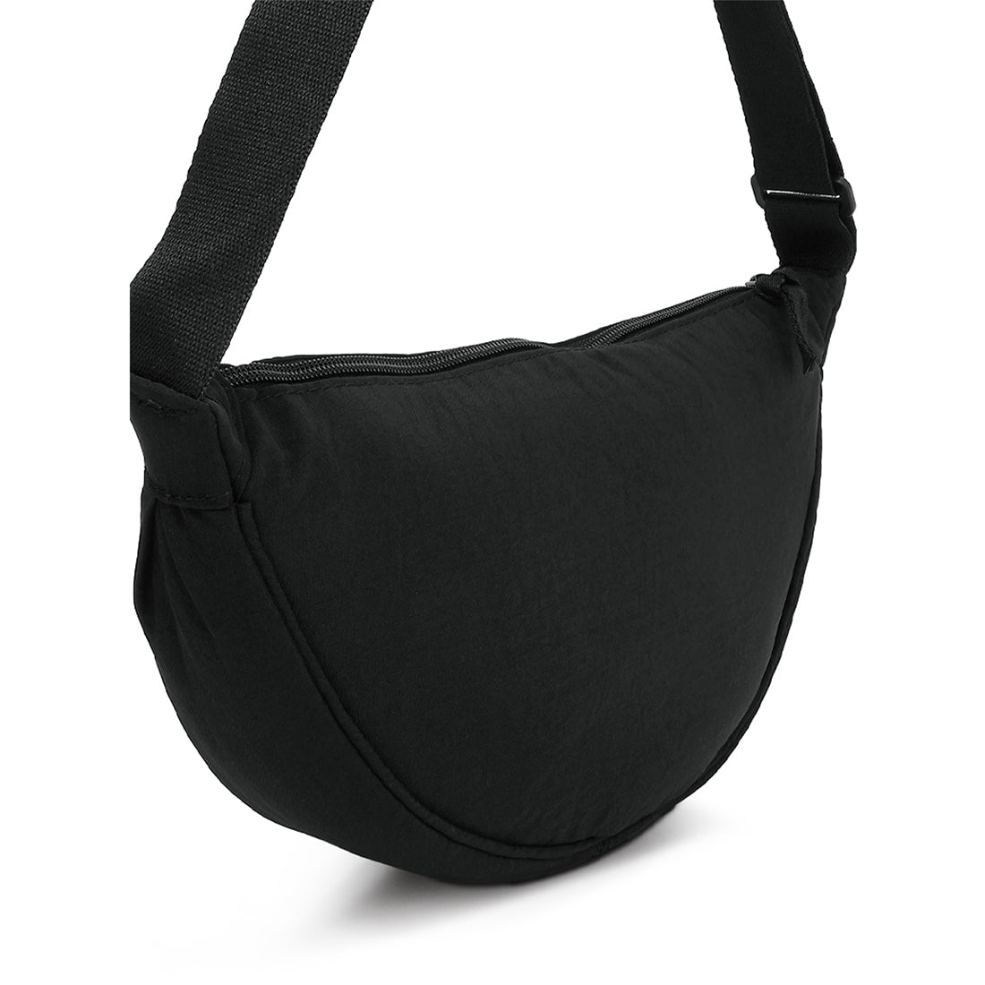 adjustable strap nylon mini shoulder bag#color_black