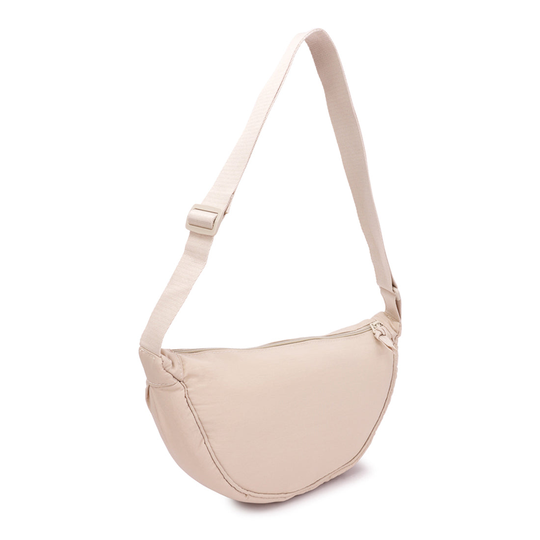 adjustable strap nylon mini shoulder bag#color_off-white