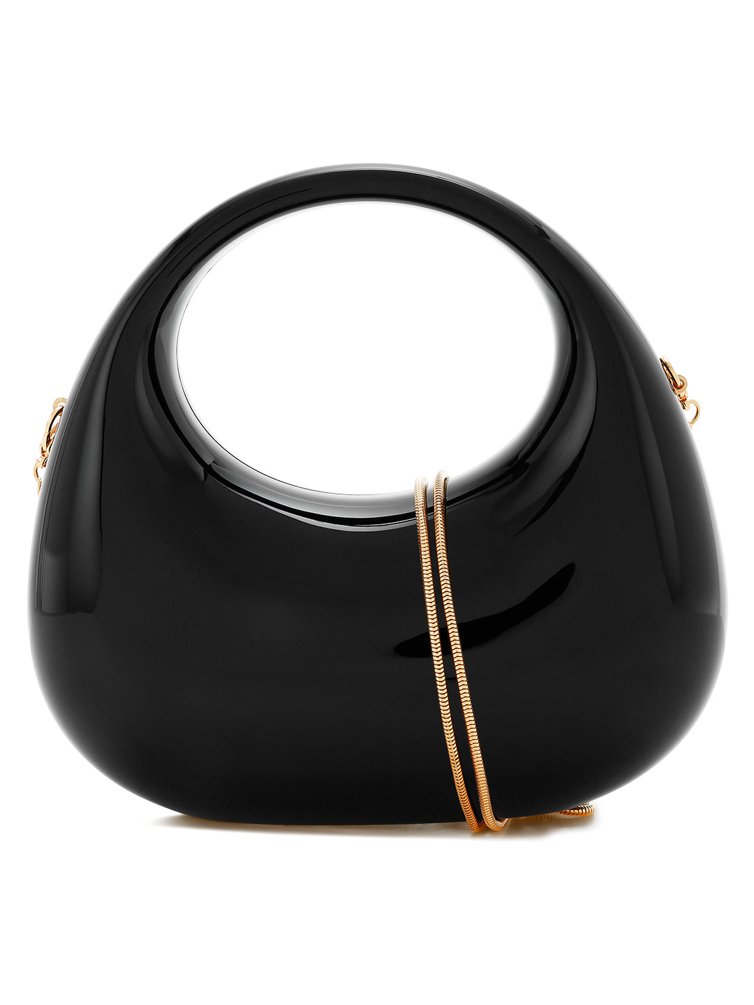 acrylic metallic mini clutch bag#color_black