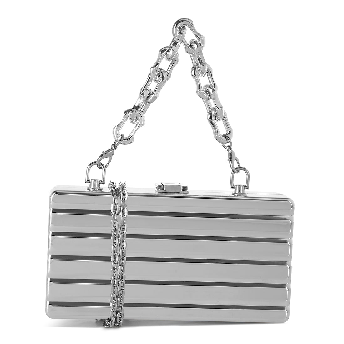 Silver Metallic Mini Box Purse