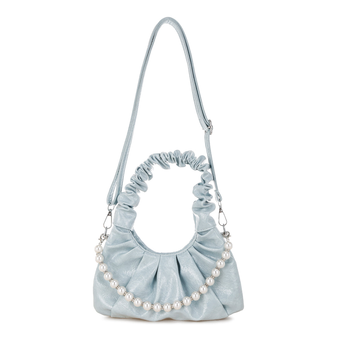 ruched handle crossbody bag#color_powder-blue