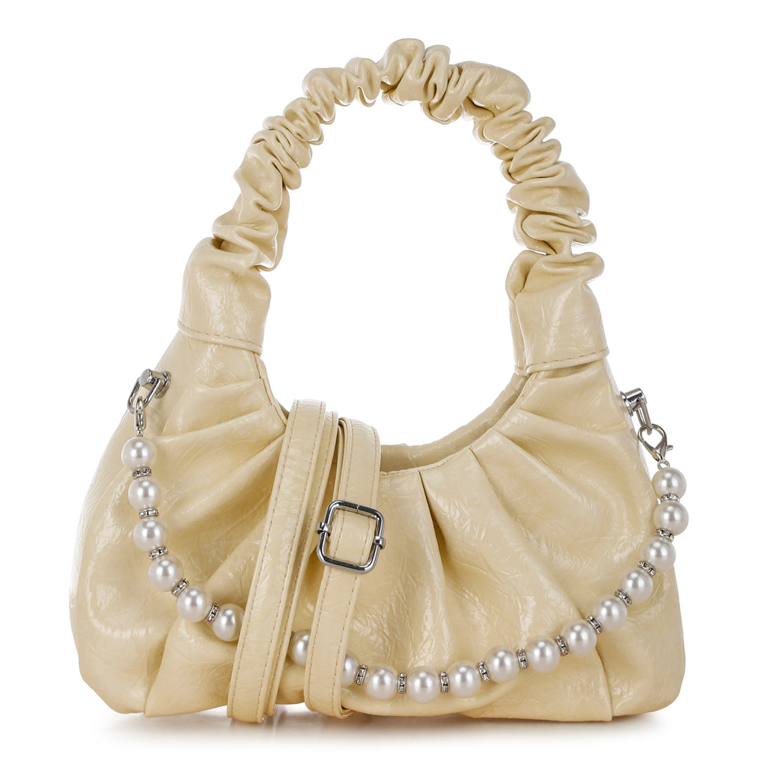 ruched handle crossbody bag#color_yellow