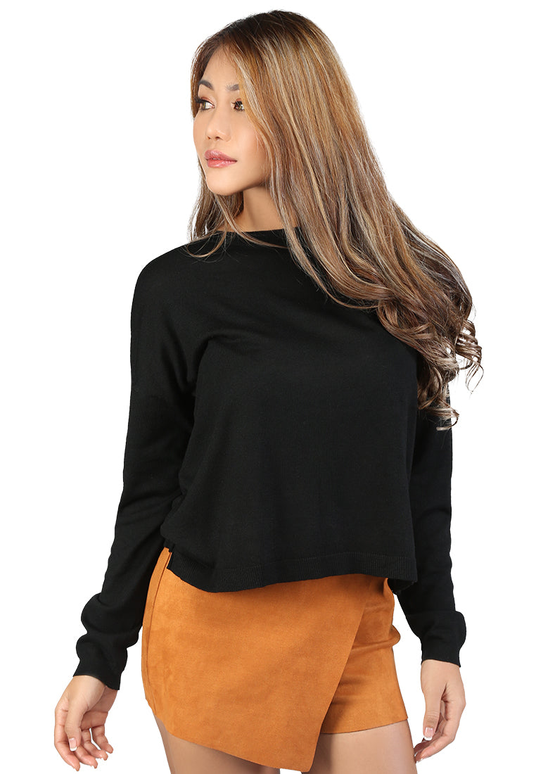 Black Crew Neck Knit Sweater