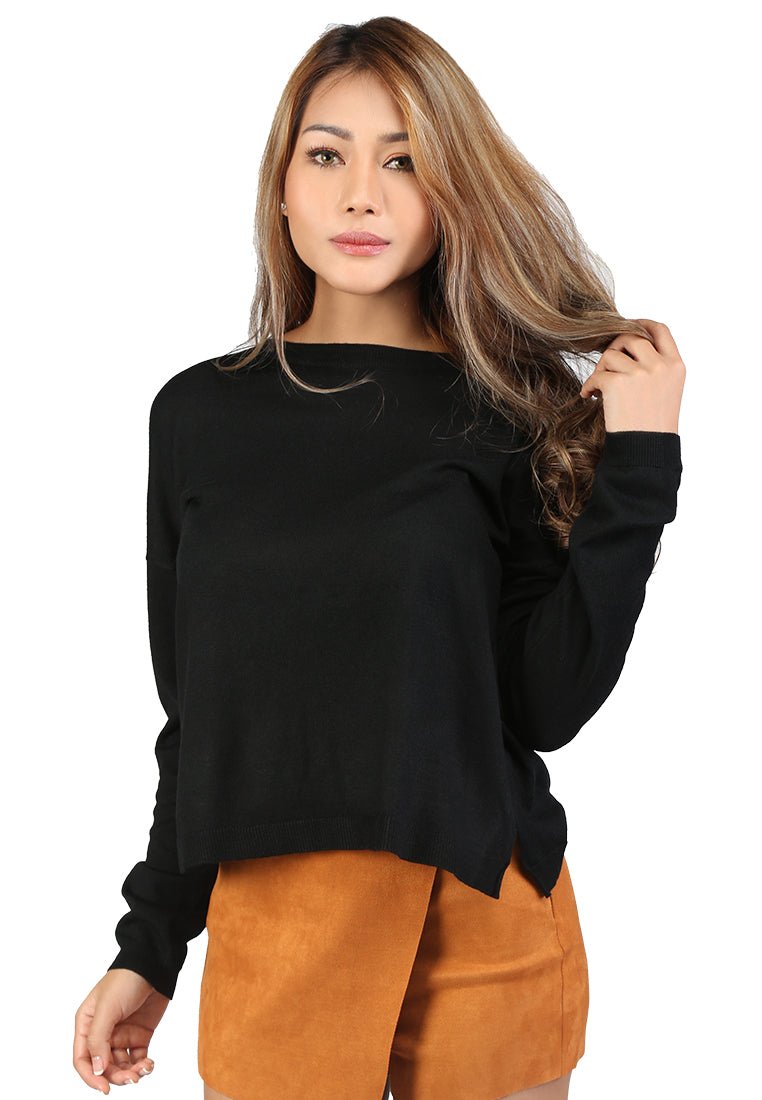 Black Crew Neck Knit Sweater