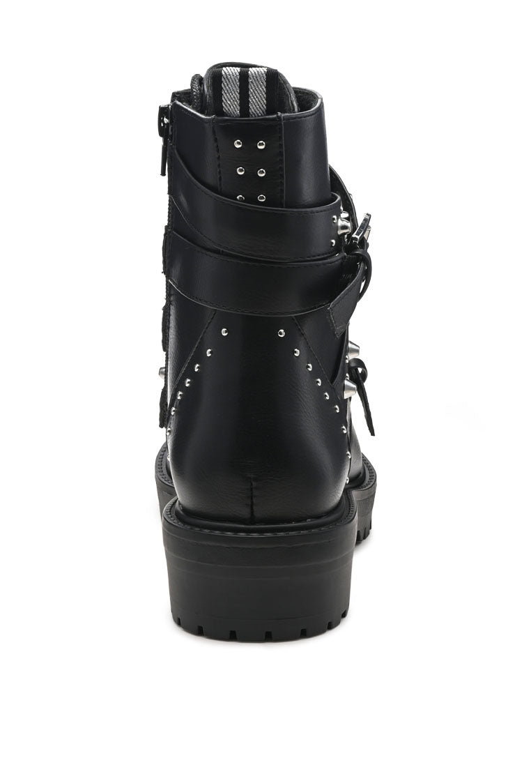 Black Buckled Biker Boots