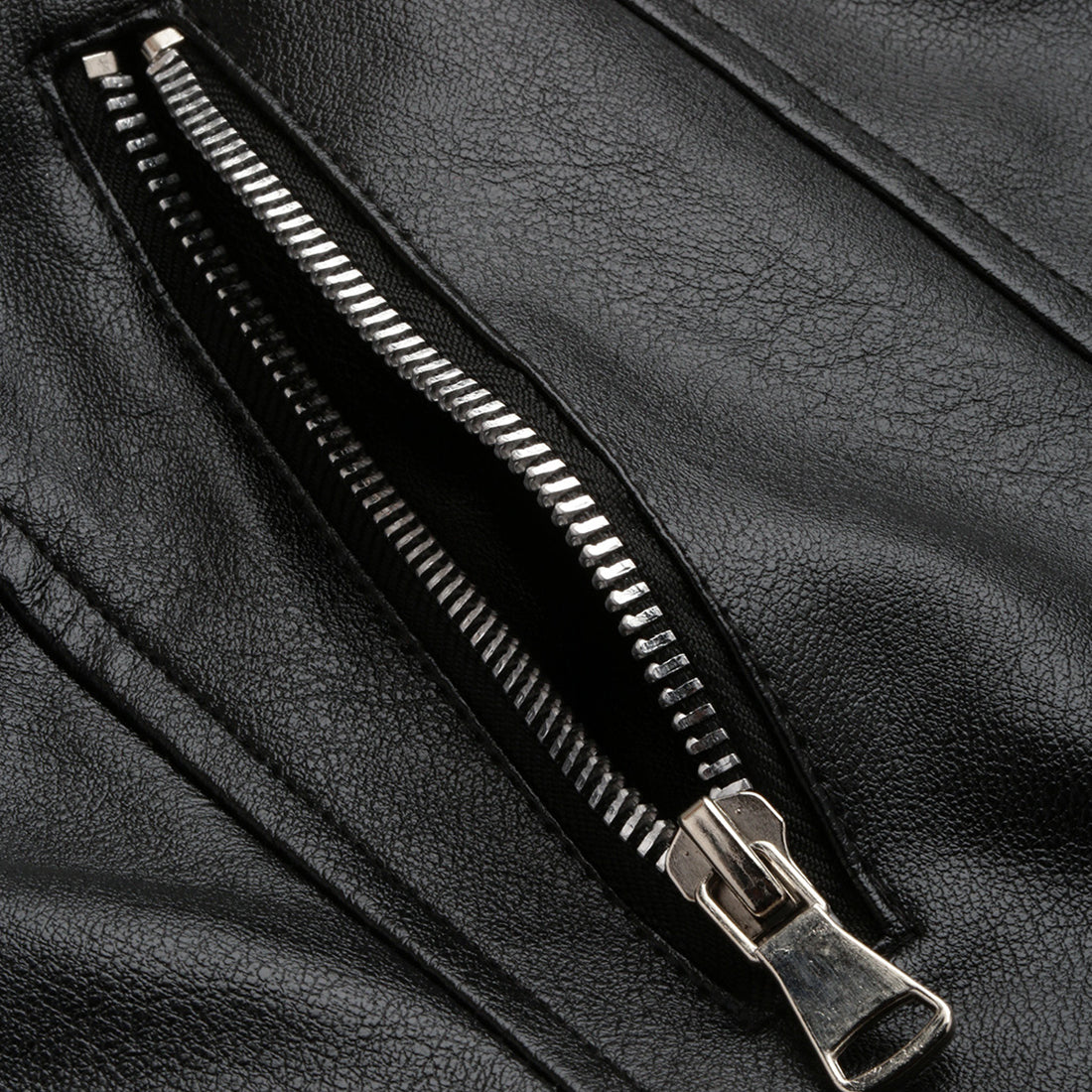 pu collared biker jacket#color_black