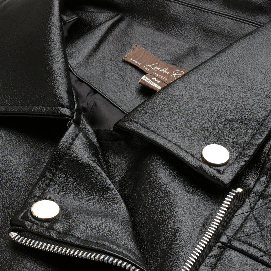 pu collared biker jacket#color_black