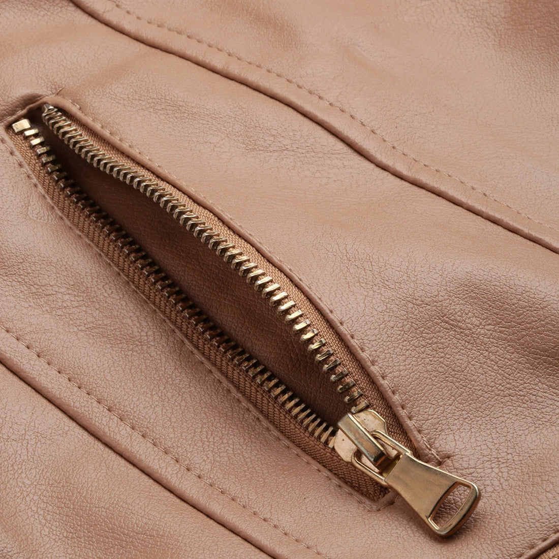 pu collared biker jacket#color_taupe