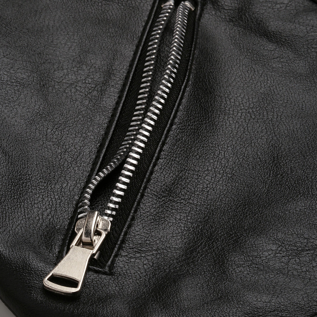 collared pu biker jacket#color_black