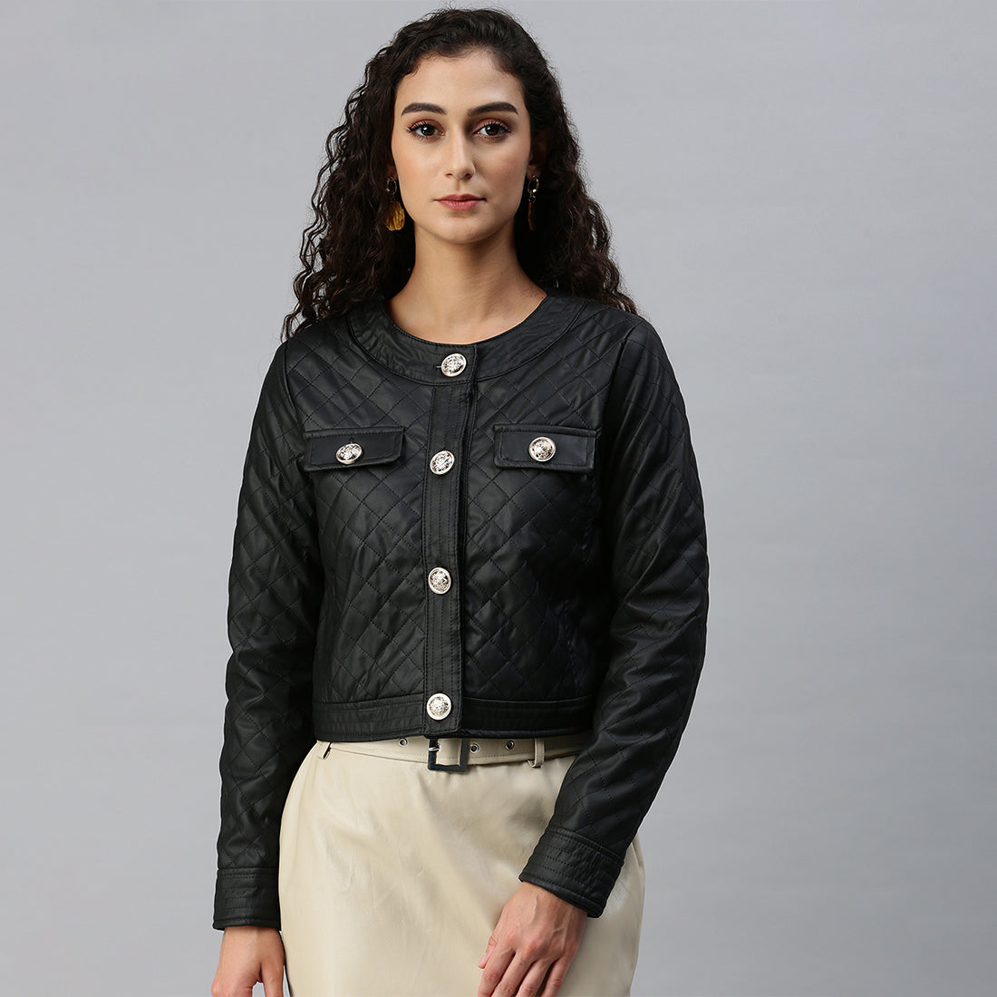 quilted jacket#color_black