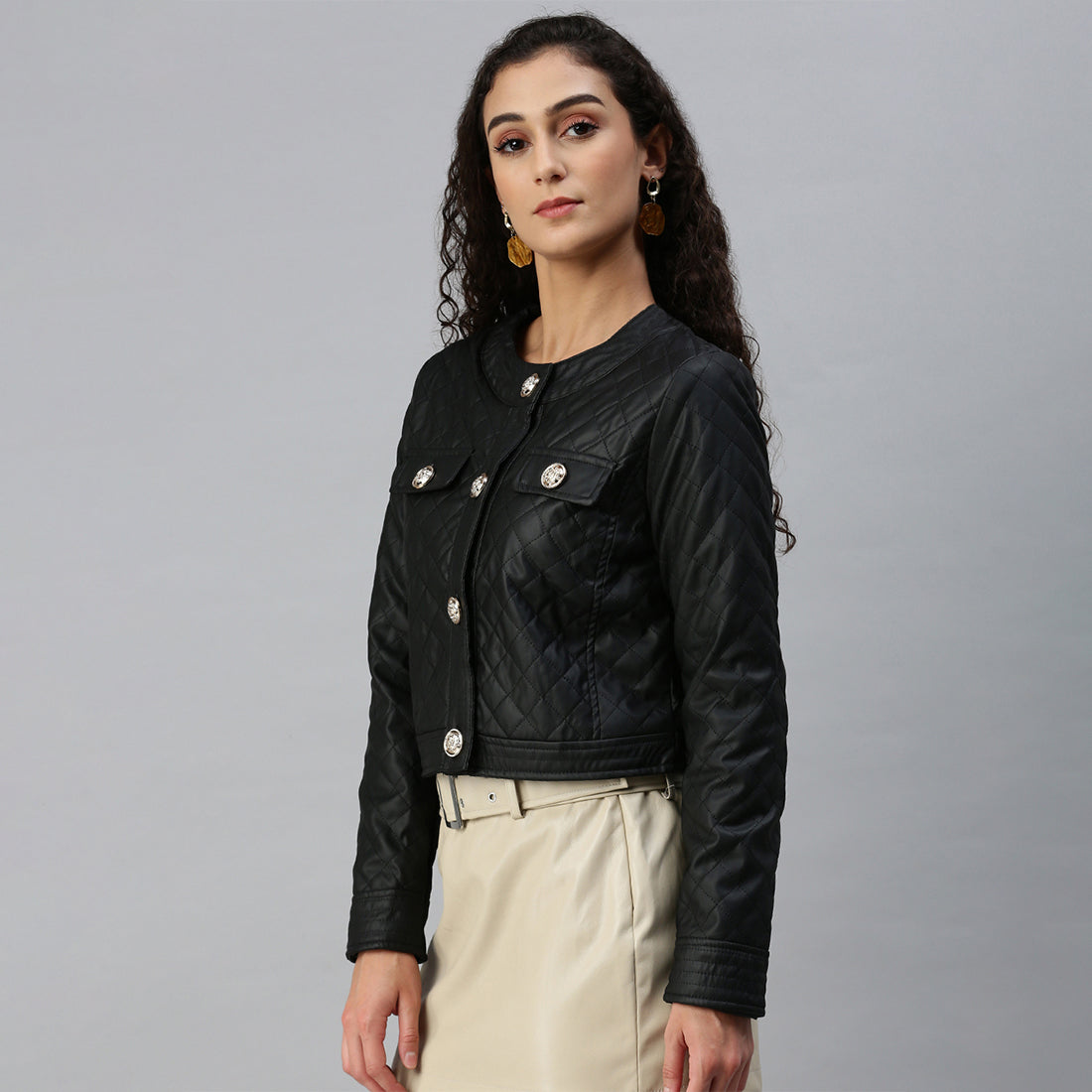 quilted jacket#color_black