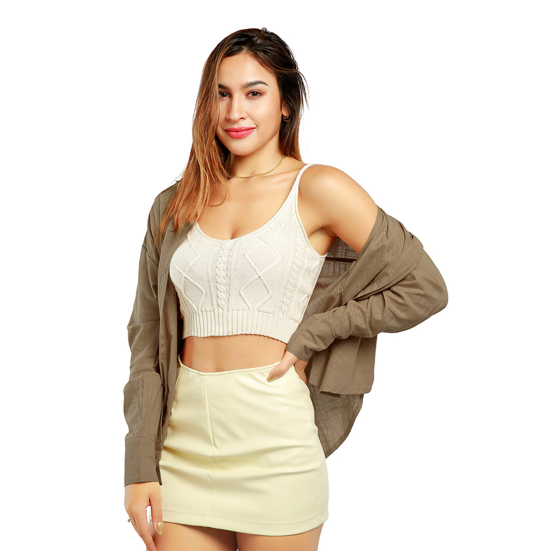 basic cotton collared shirt#color_brown