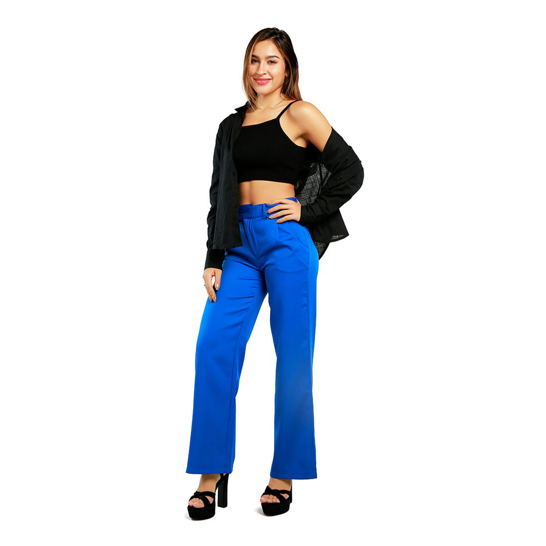 basic cotton collared shirt#color_black