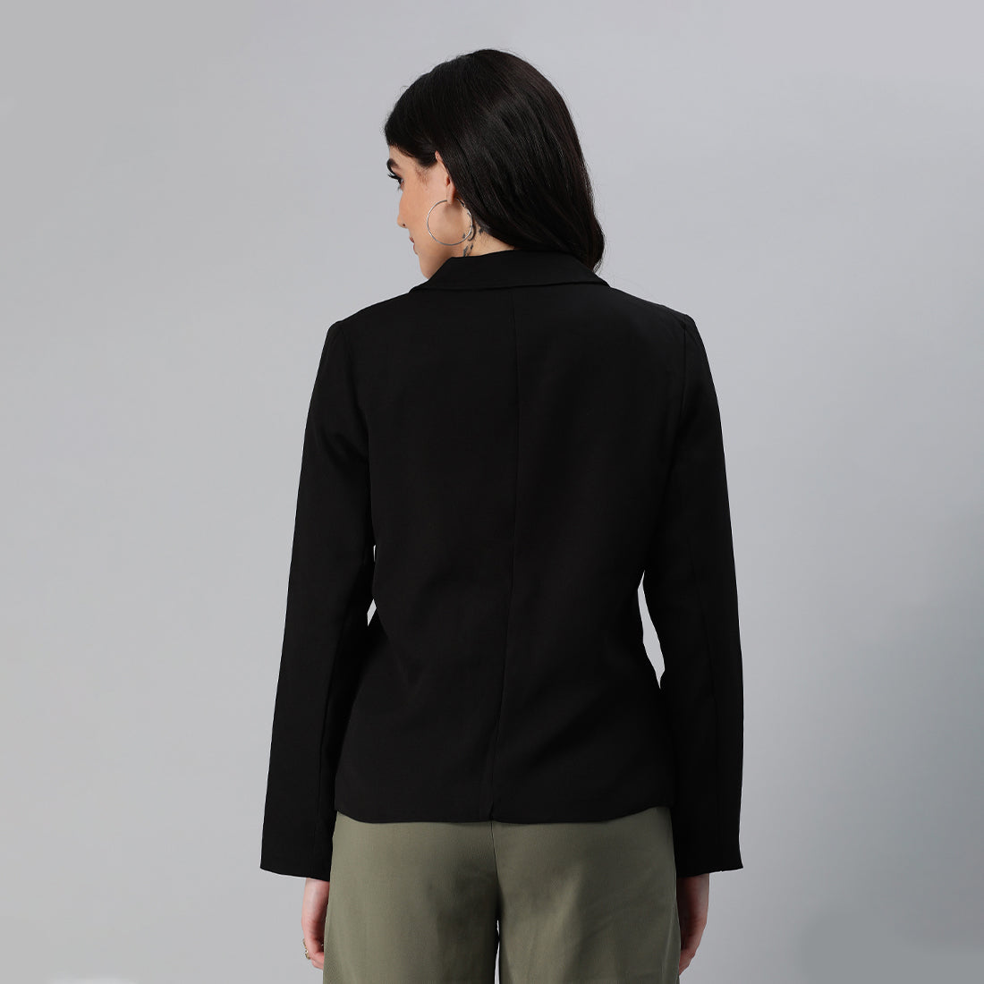 casual blazer jacket#color_black