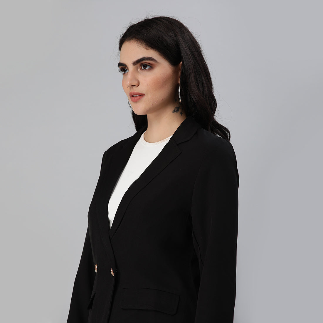 casual blazer jacket#color_black