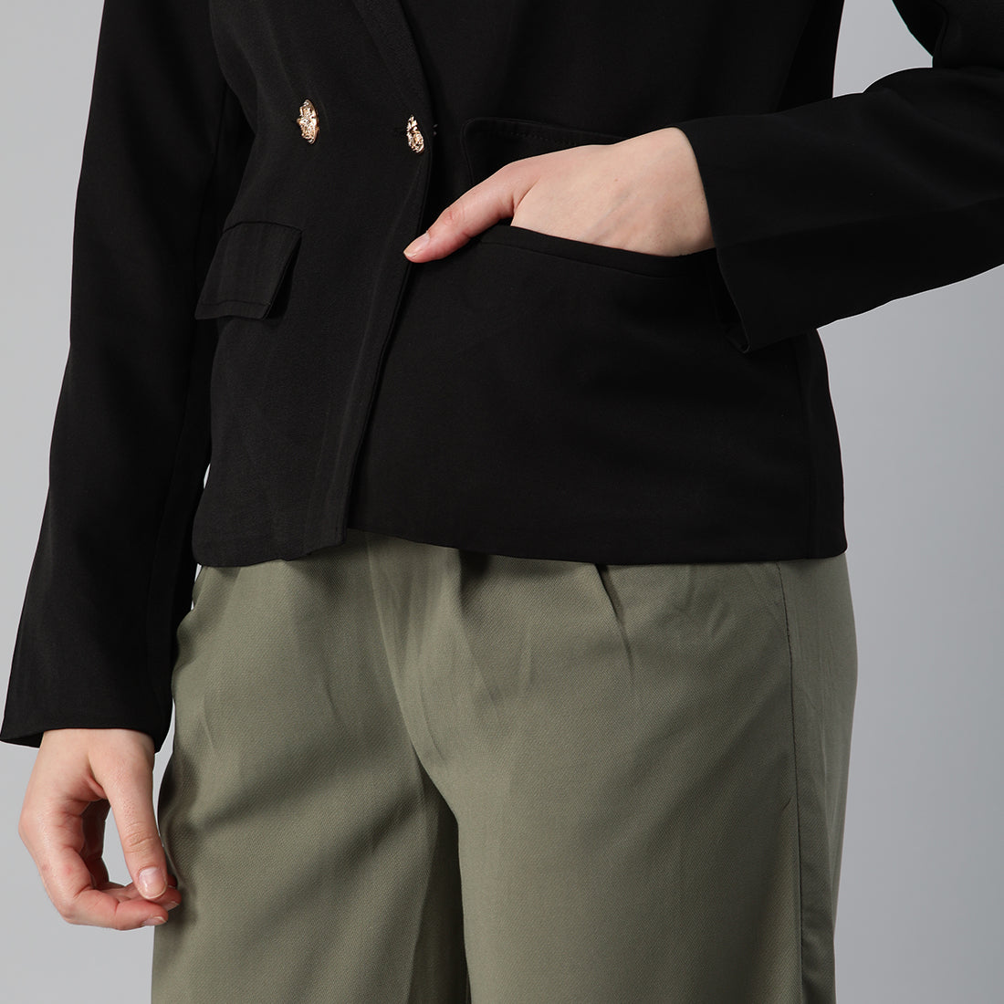 casual blazer jacket#color_black