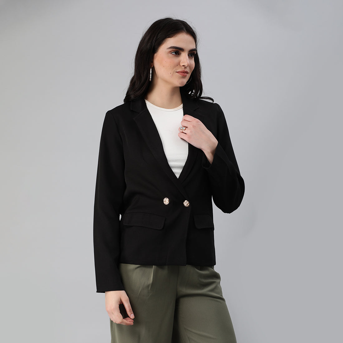 casual blazer jacket#color_black