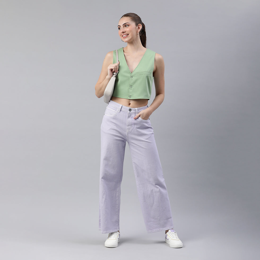 casual button down vest#color_green