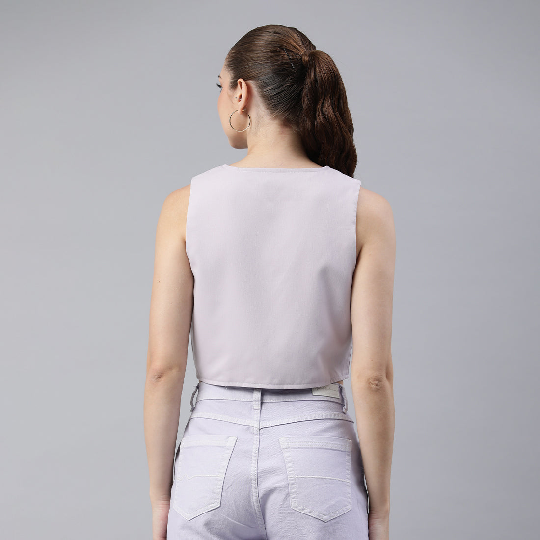 casual button down vest#color_purple