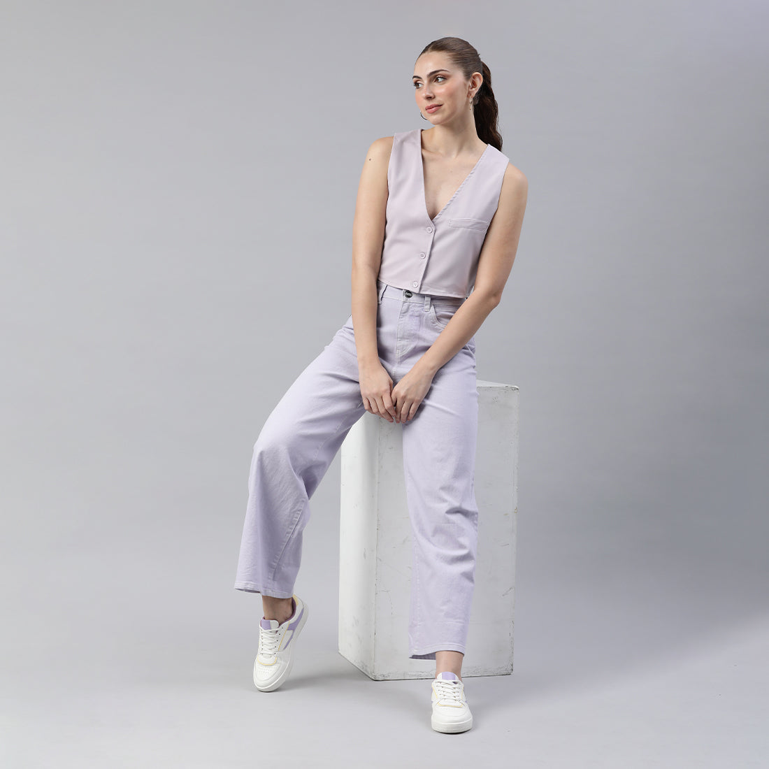 casual button down vest#color_purple