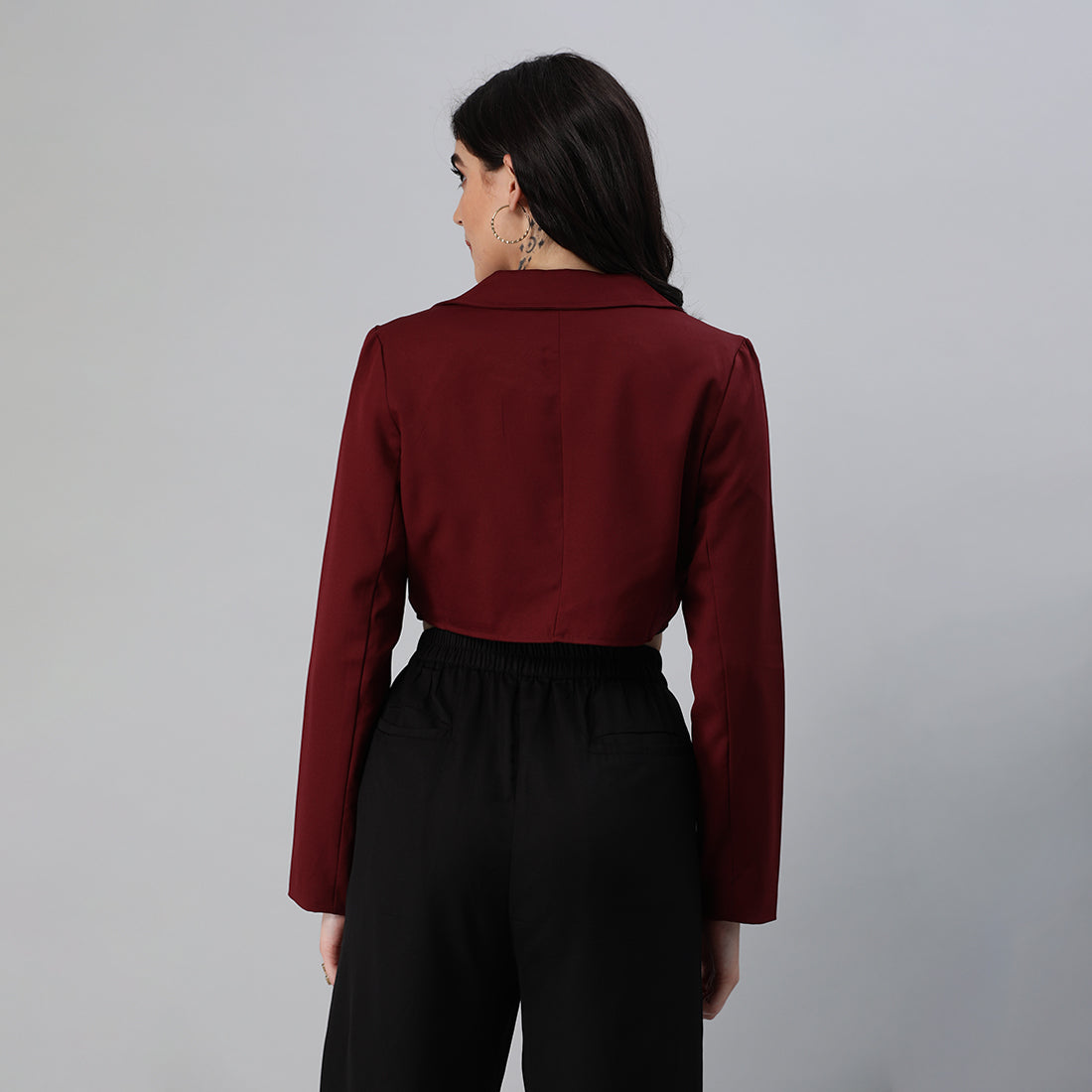cropped tailored blazer#color_burgundy