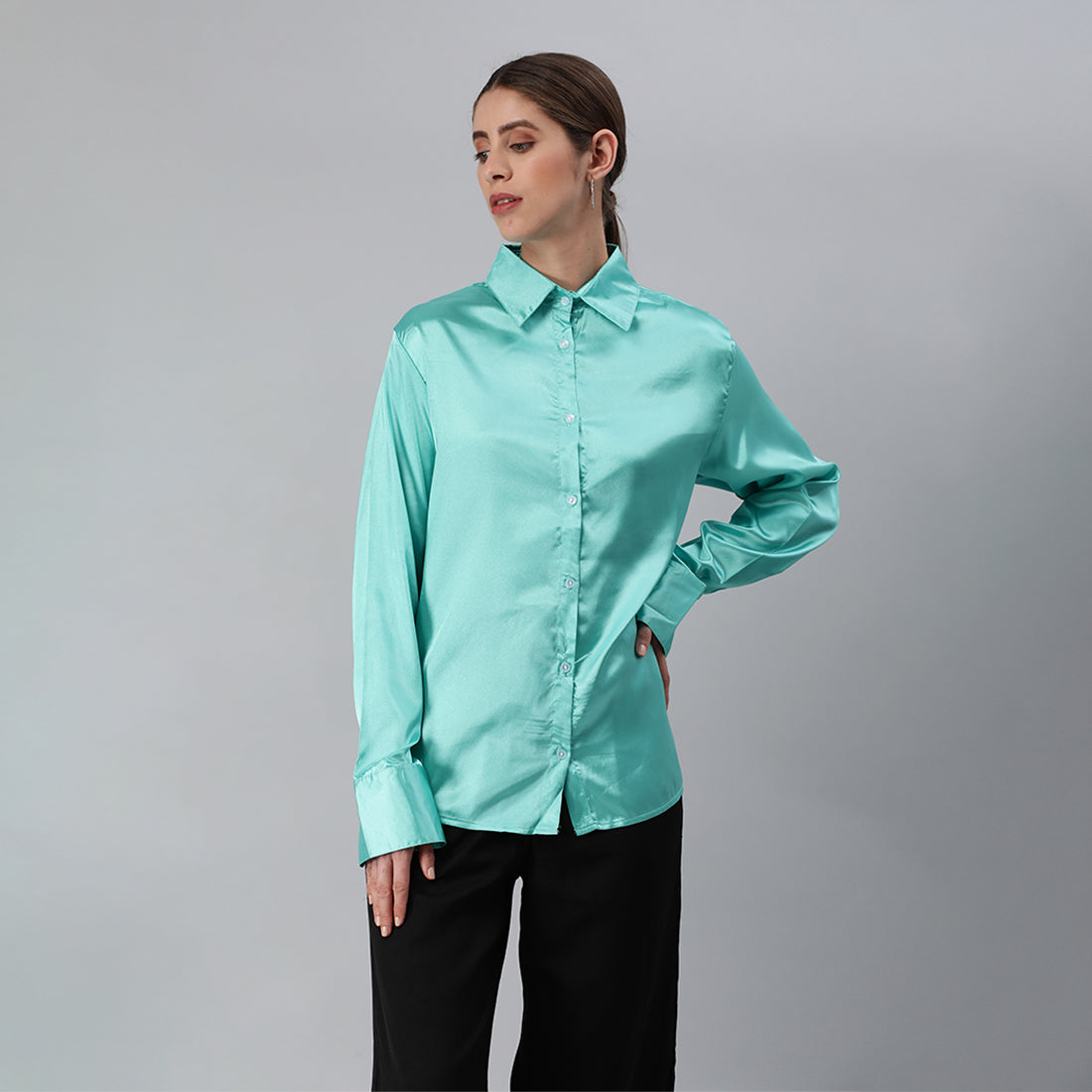 long sleeve satin shirt#color_aqua-blue 