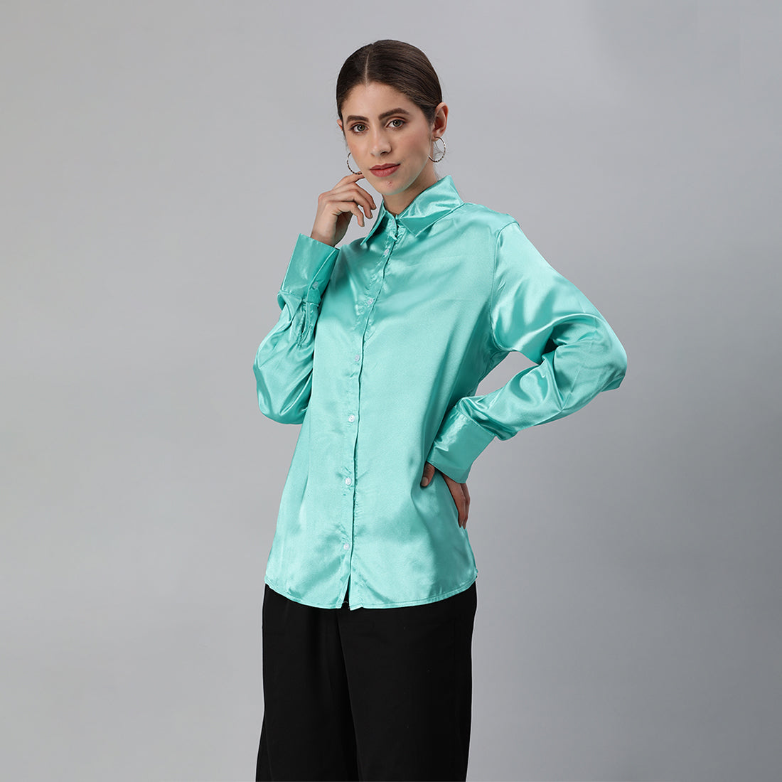 long sleeve satin shirt#color_aqua-blue