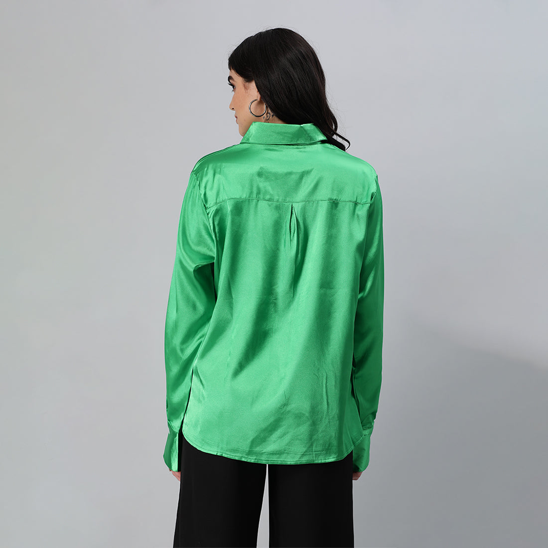 long sleeve satin shirt#color_green