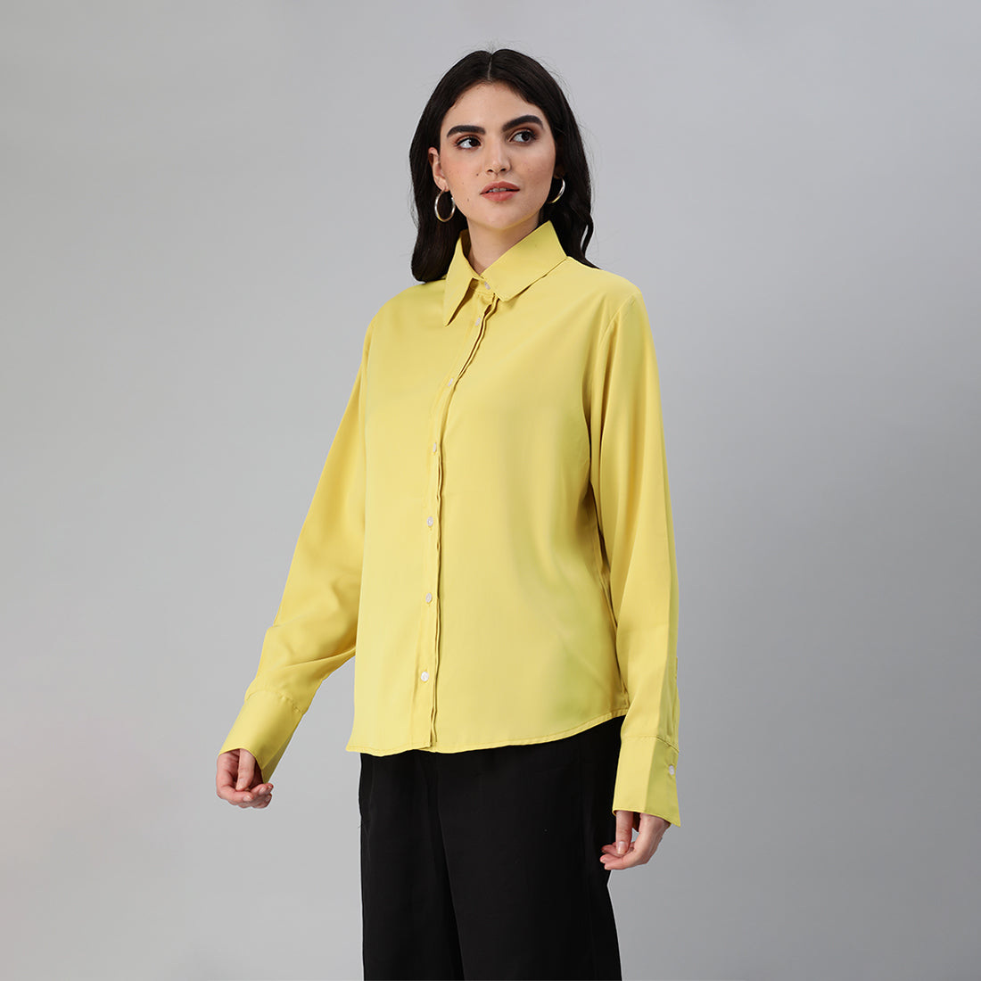 basic long sleeved collared shirt#color_yellow