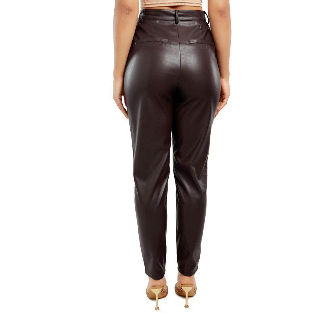 Chocolate Pleated PU Pants