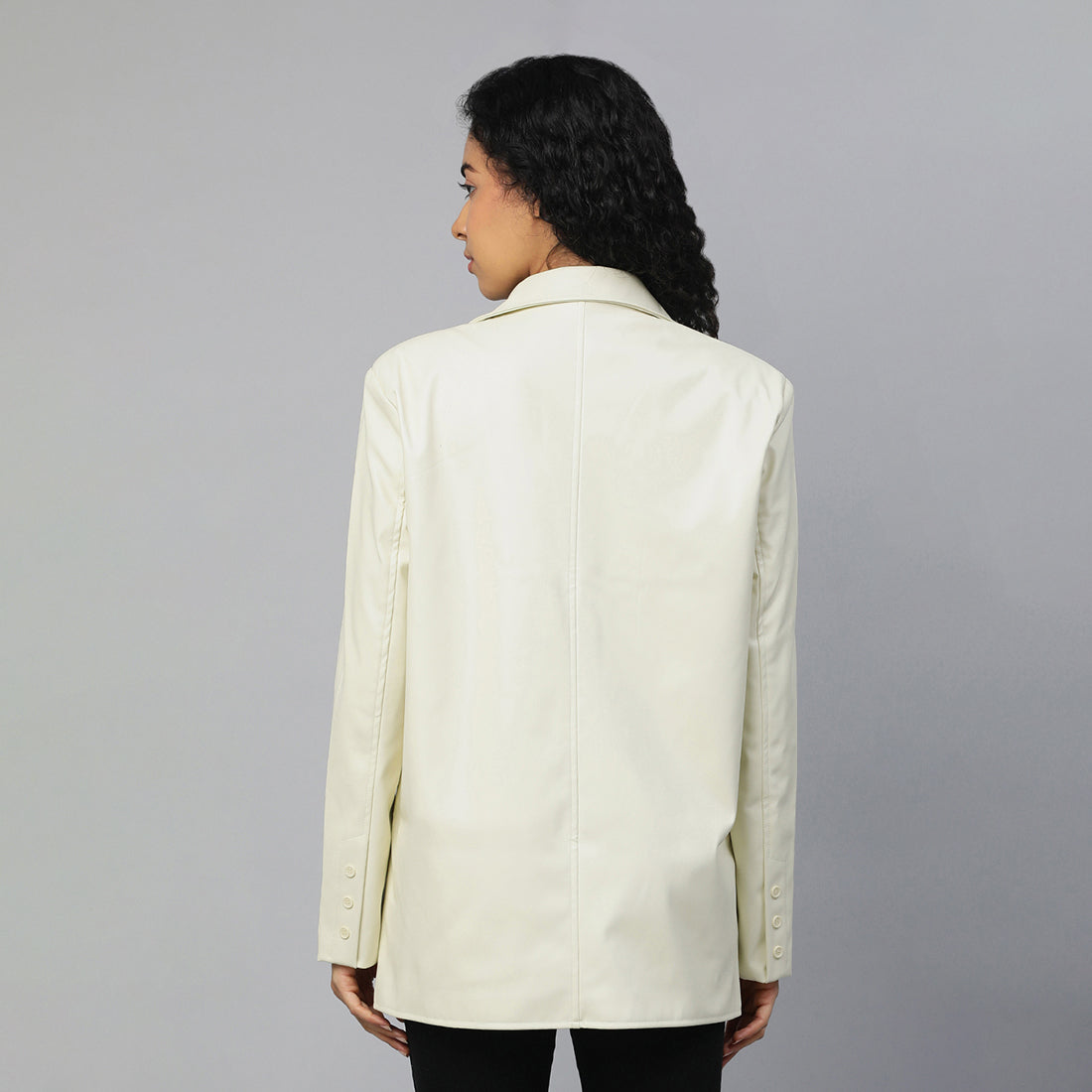 Cream Basic Button Down Blazer