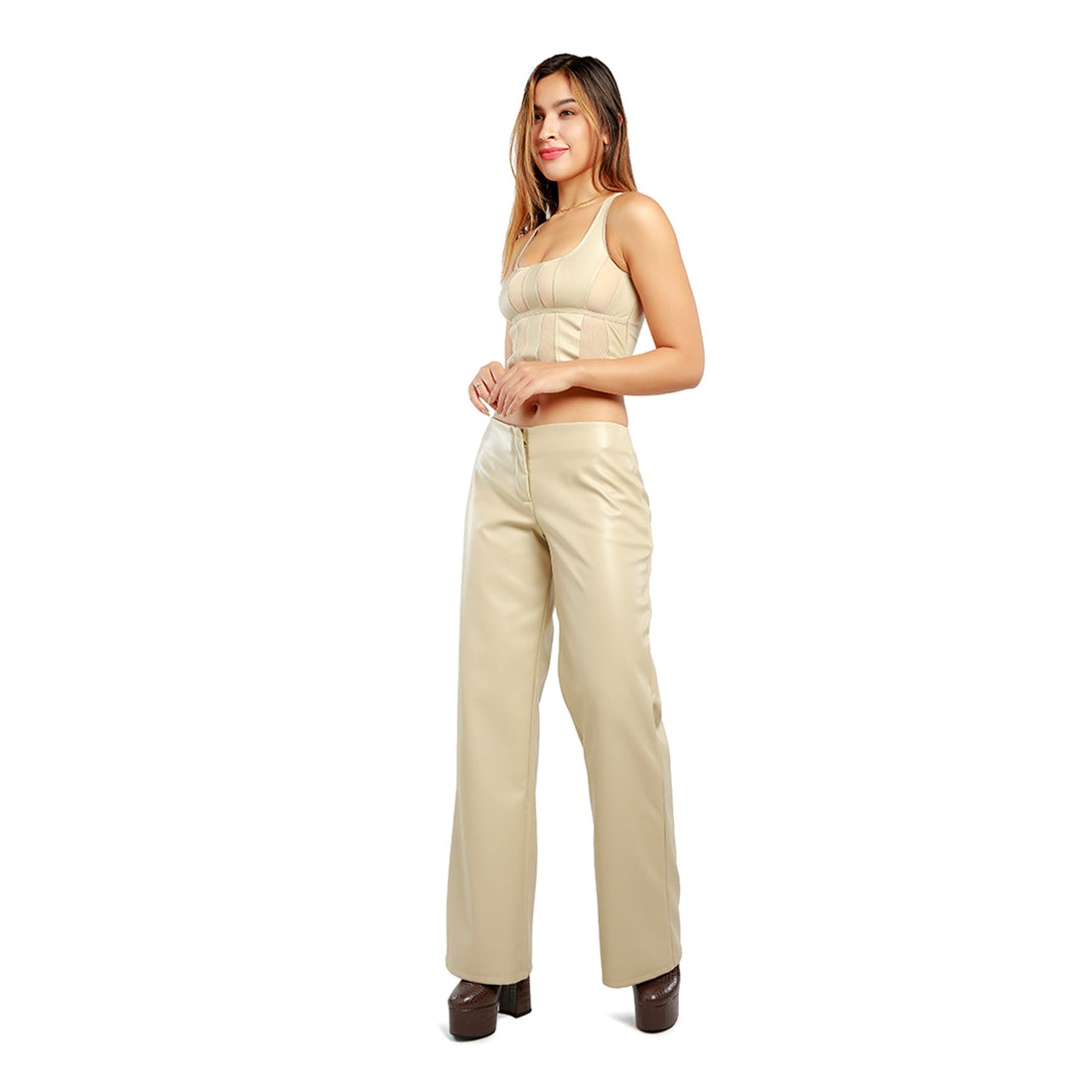 flared trousers#color_beige