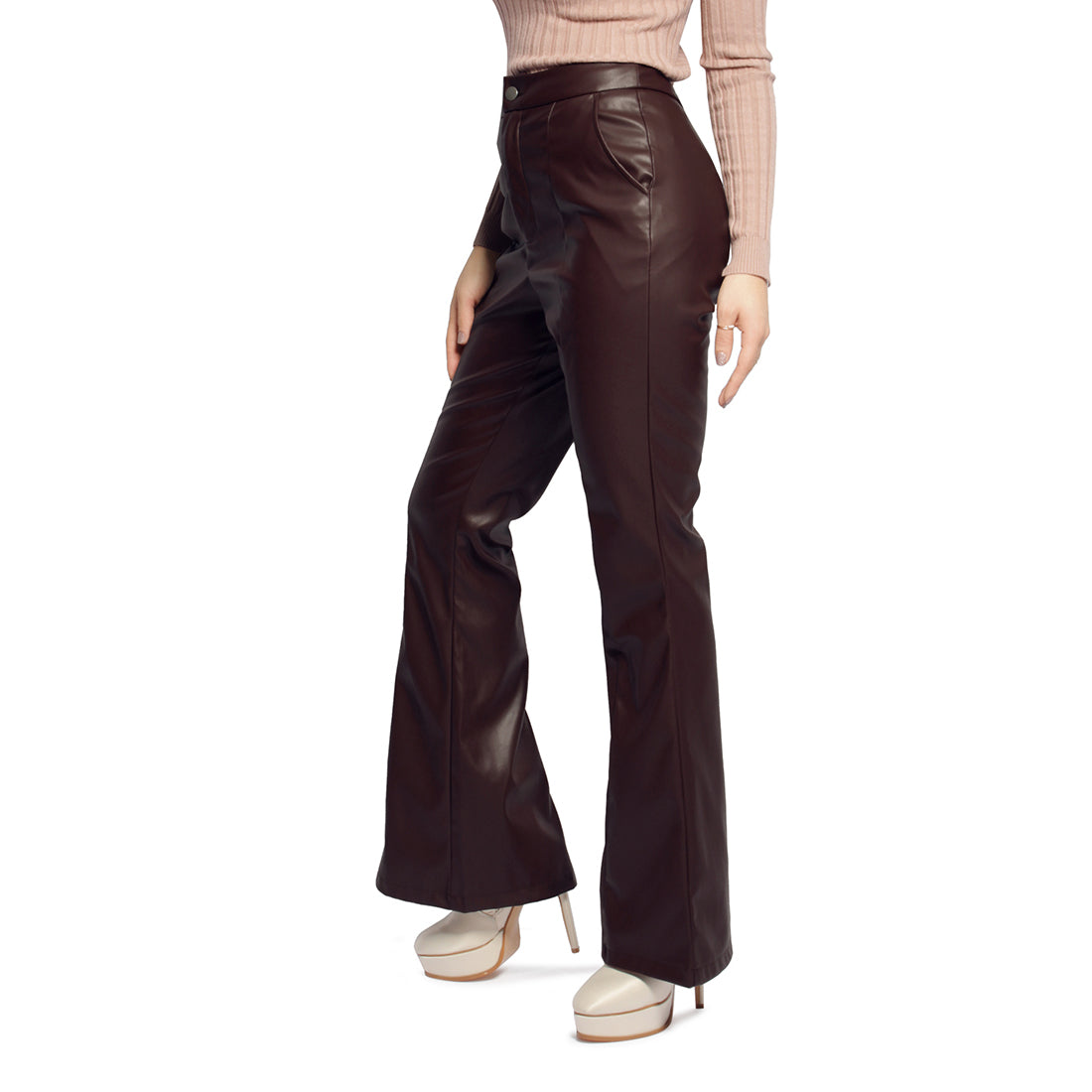 Brown Ladies Flared Trousers