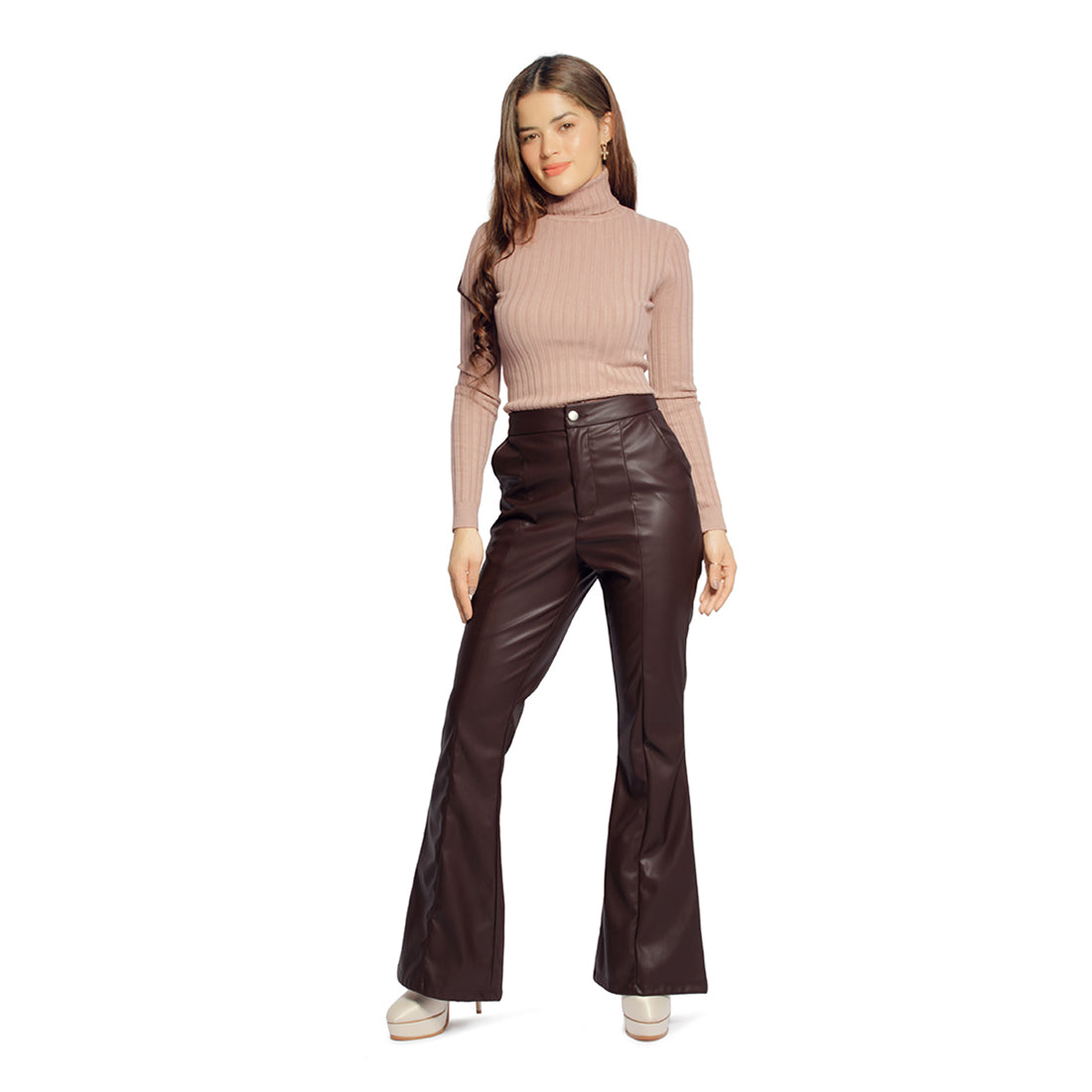 Brown Ladies Flared Trousers